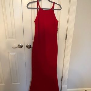 Calvin Klein Open-Back Halter Gown